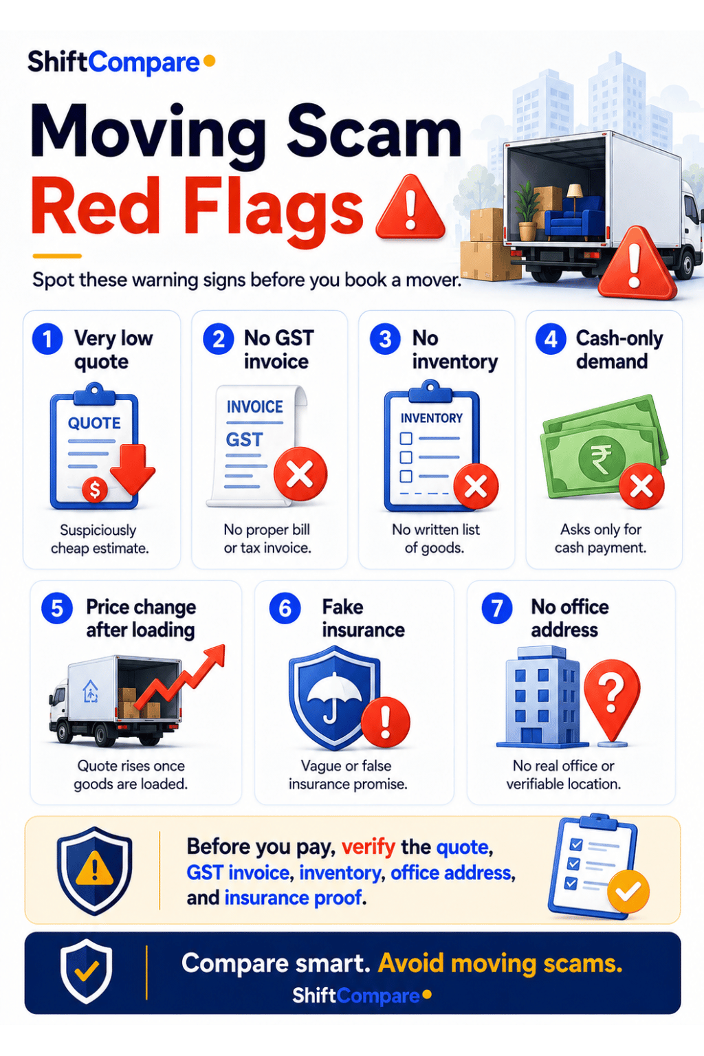 Moving scam red flags in Delhi NCR before hiring a mover