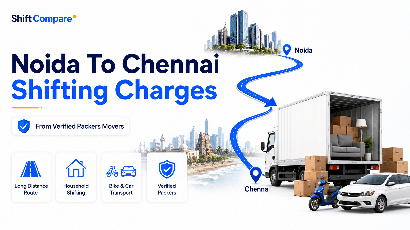 Noida to Chennai packers and movers charges by BHK, truck mode and delivery timing